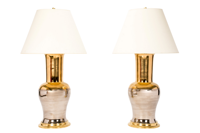 Garniture Lamp Pair in Mixed Luster