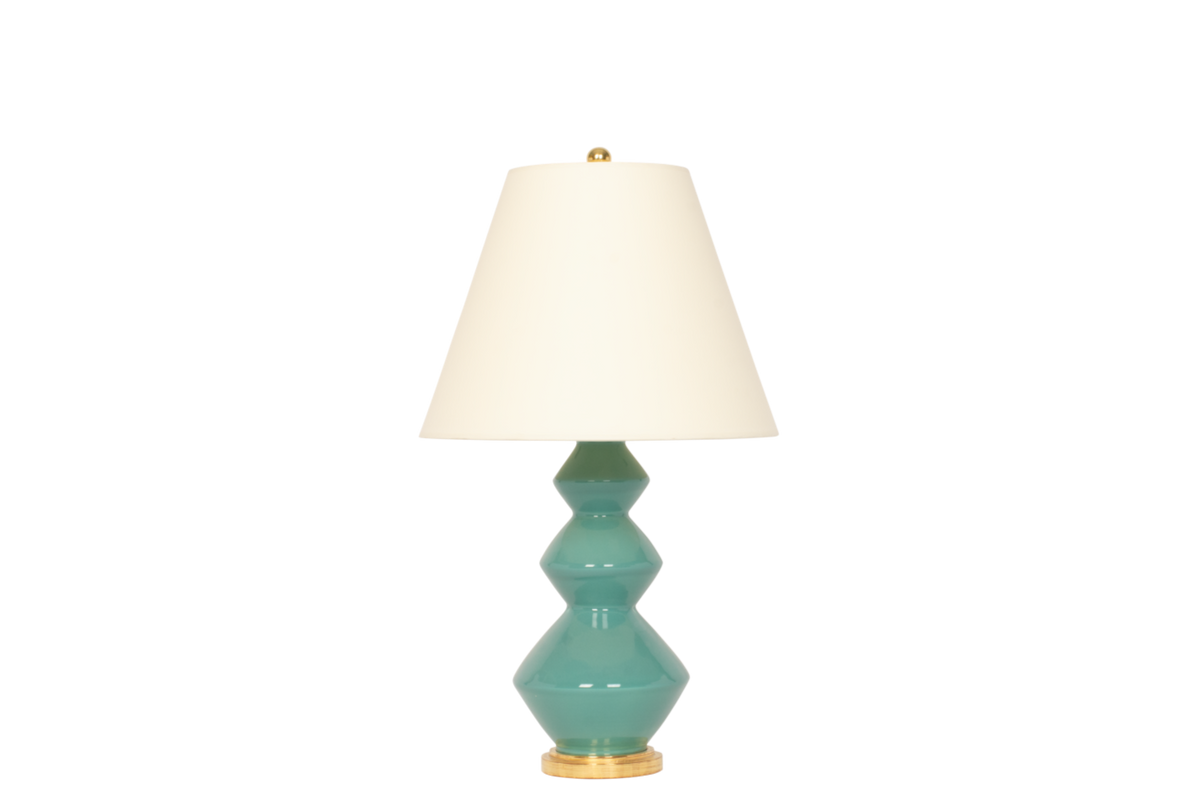 Small Triple Zig Zag Lamp in Aqua Christopher Spitzmiller, Inc.