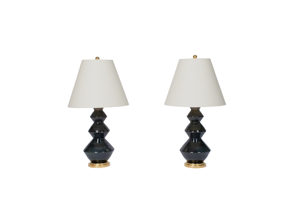 Triple Zig Zag Small Lamp Pair in Alligator – Christopher