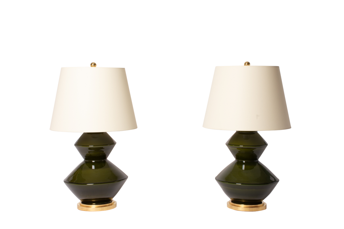 Wide Zig Zag Lamp Pair in Olive – Christopher Spitzmiller, Inc.