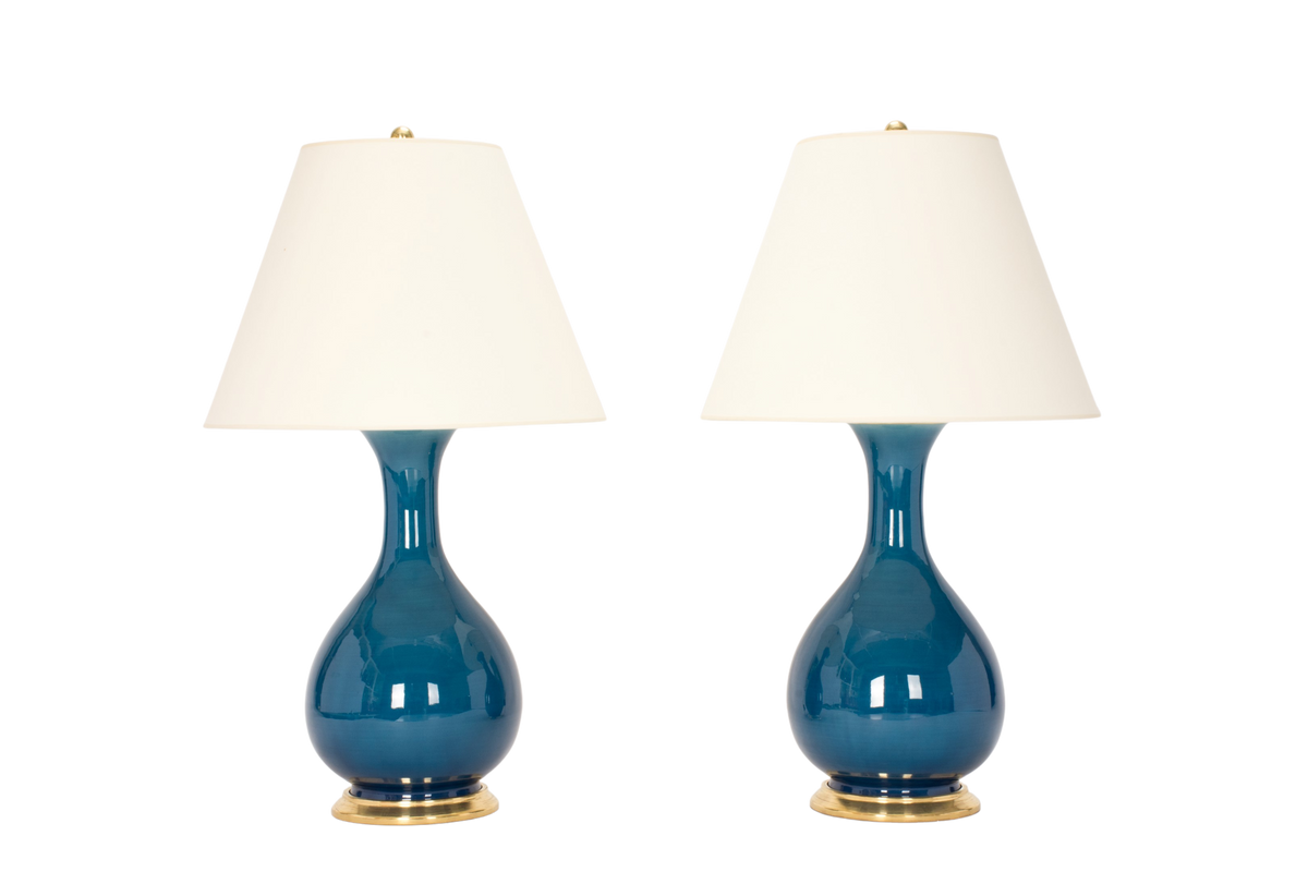 Katie Medium Lamp Pair in Prussian Blue Christopher Spitzmiller, Inc.