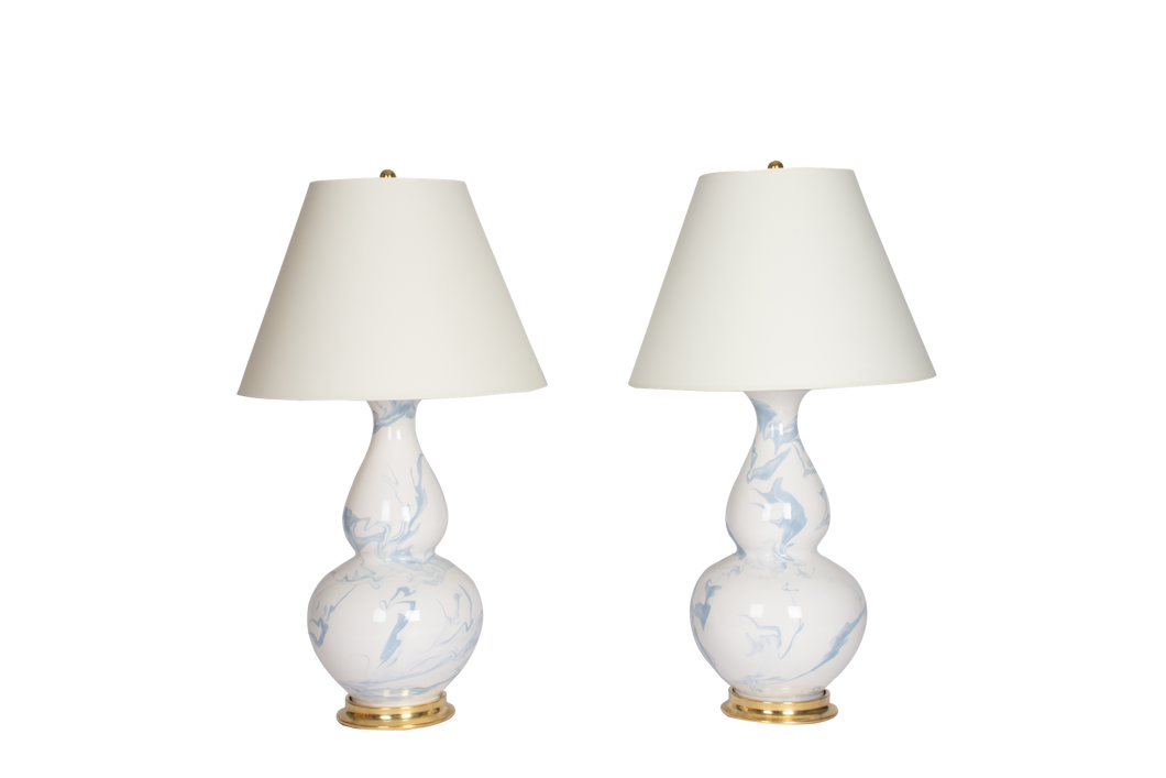 Aurora Large Lamp Pair in Heather Grey Marble
