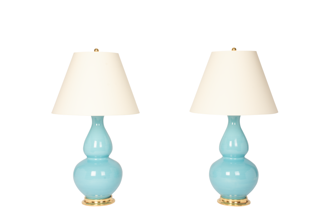 Pair of Aurora Large Lamps in Robin's Egg