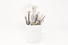 Faux Bois Barrel Brush Pot with Tools