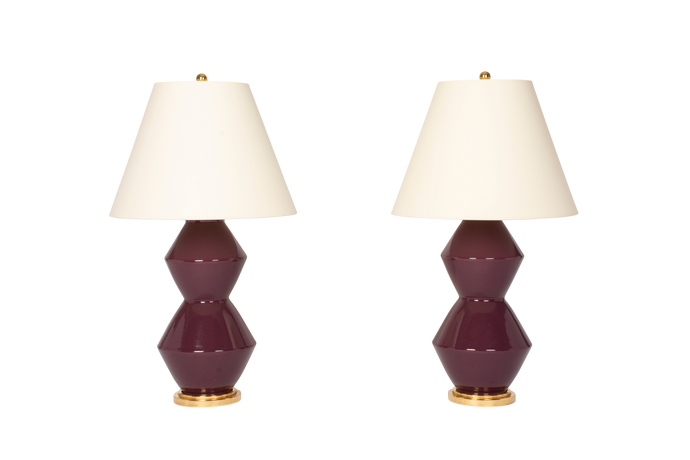 David Medium Lamp Pair in Aubergine