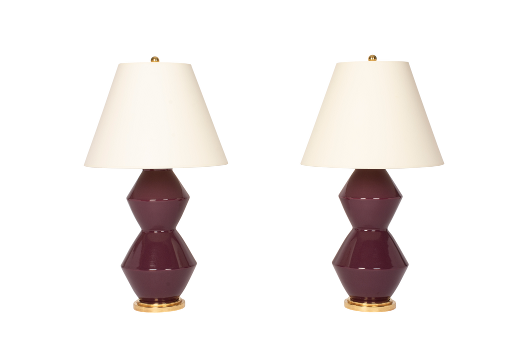 David Medium Lamp Pair in Aubergine