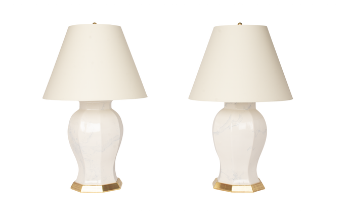 Dennis Lamp Pair in Heather Grey Marble