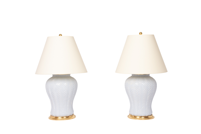 Douglas with Chevron Lamp Pair in Hope Blue