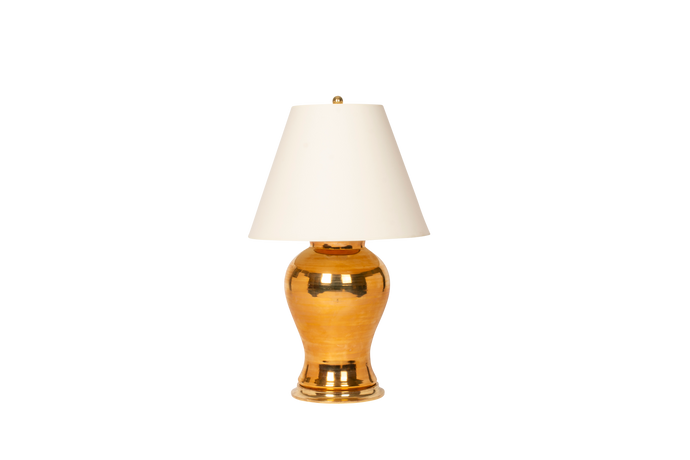 Hand-Thrown Douglas Lamp in Gold Luster