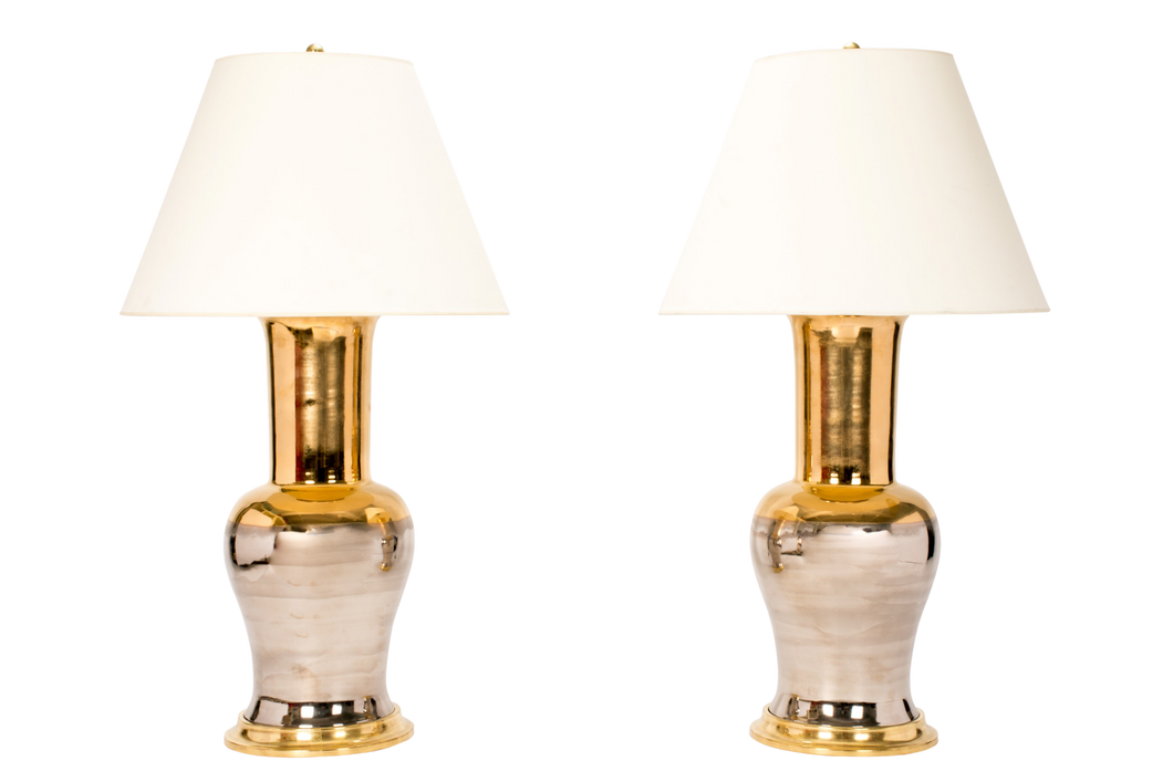 Garniture Lamp Pair in Mixed Luster