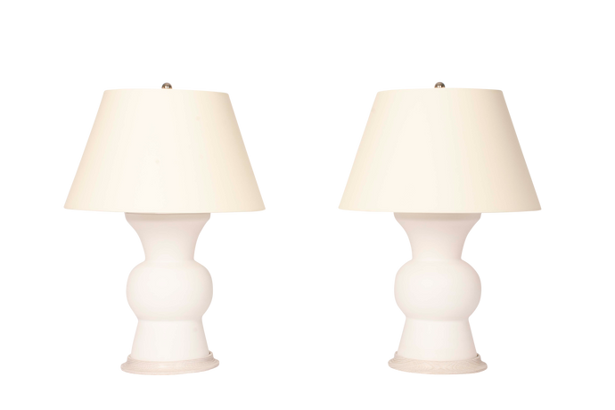 Gregory Lamp Pair, Matte White