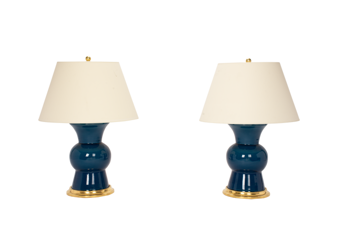 Gregory Lamp Pair in Prussian Blue