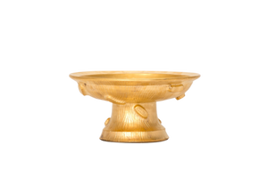 Hand Thrown Short Faux Bois Compote in Gold Luster