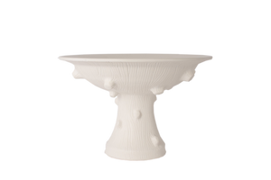 Hand Thrown Tall Faux Bois Compote in Matte White