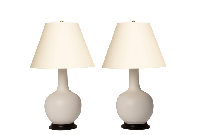 Single Gourd Large Lamp Pair in Matte White
