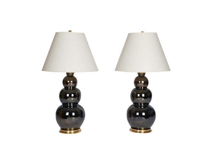 Three Ball Large Lamp Pair in Alligator
