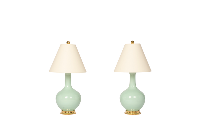 Lindsay Lamp Pair in Pale Blue Green