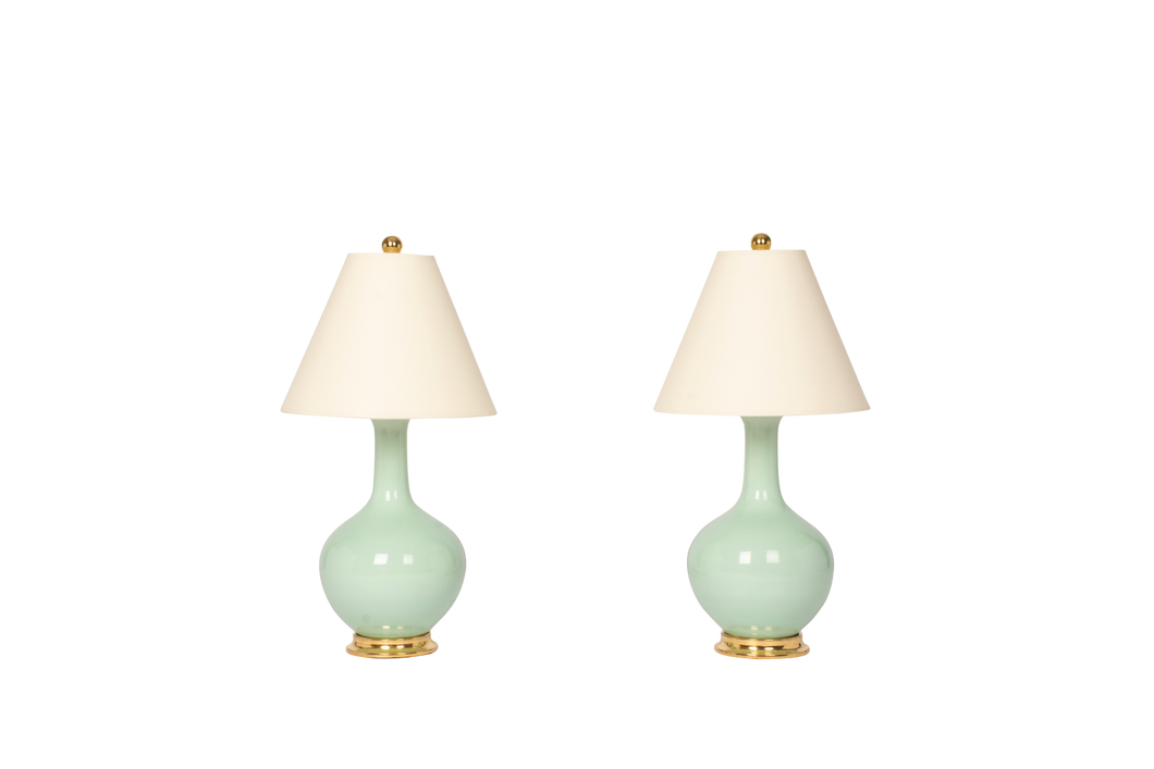 Lindsay Lamp Pair in Pale Blue Green