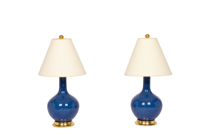 Lindsay Lamp Pair in Sapphire Blue