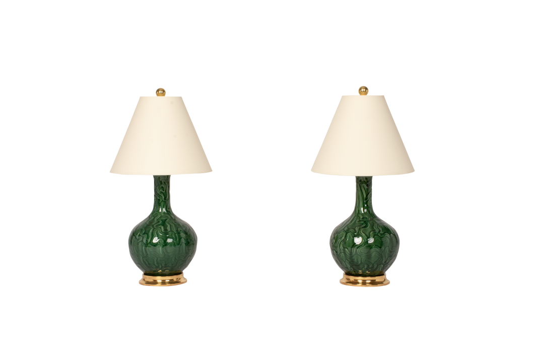 Lindsay Lamp Pair, Amoeba Pattern, Peacock