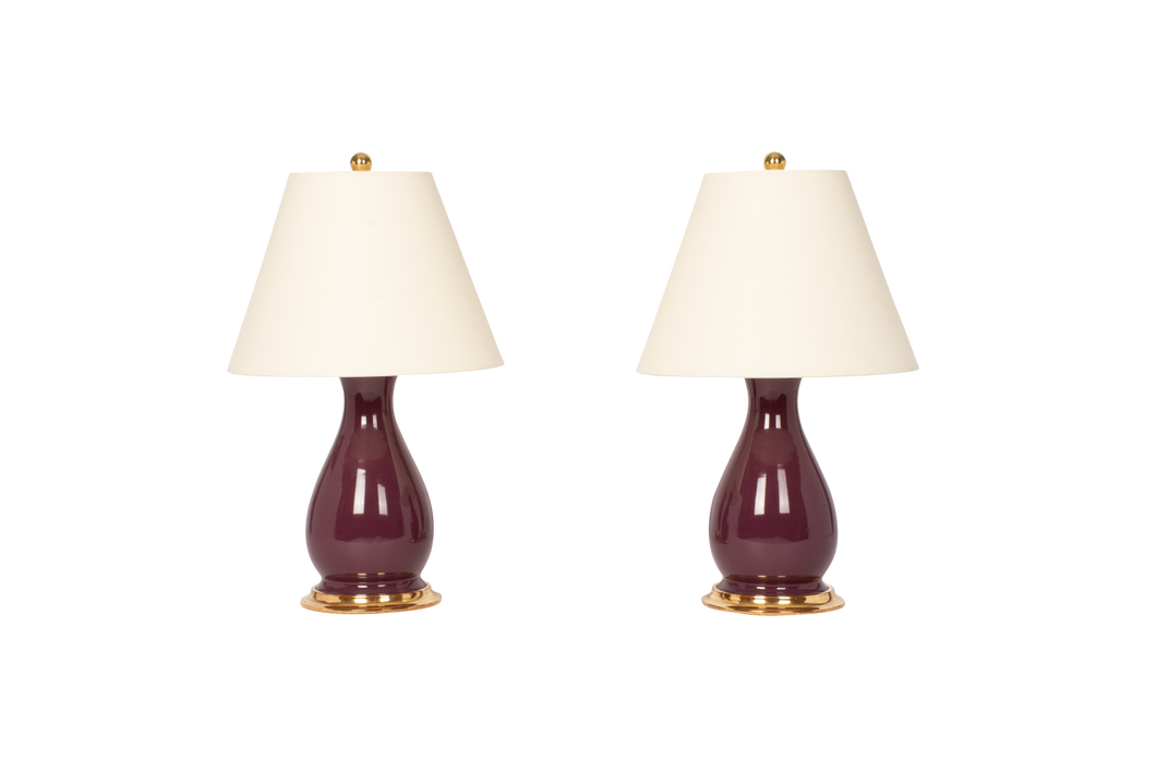 Louisa Small Lamp Pair in Aubergine