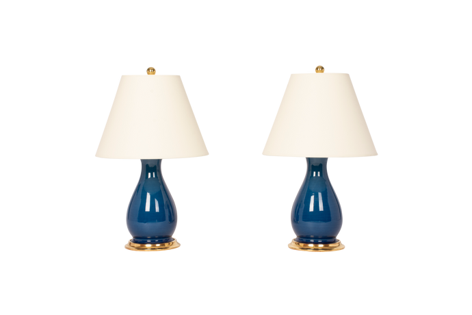 Louisa Small Lamp Pair in Prussian Blue