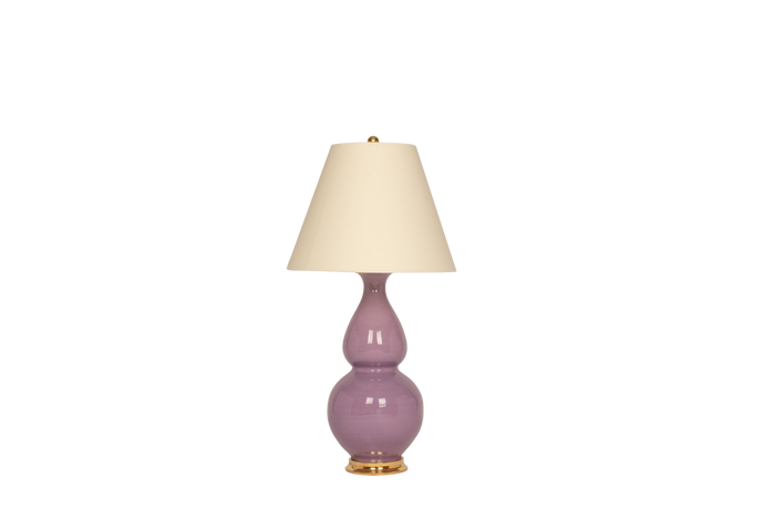 Aurora Medium Lamp in Thistle with 23k Gold Water Gilt Base and Brass Double Socket Cluster