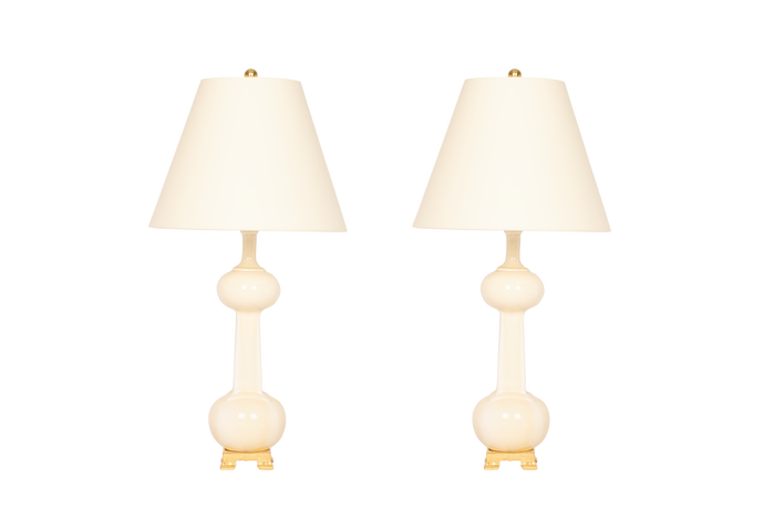 Hadley Medium Lamp Pair in Clear Crackle