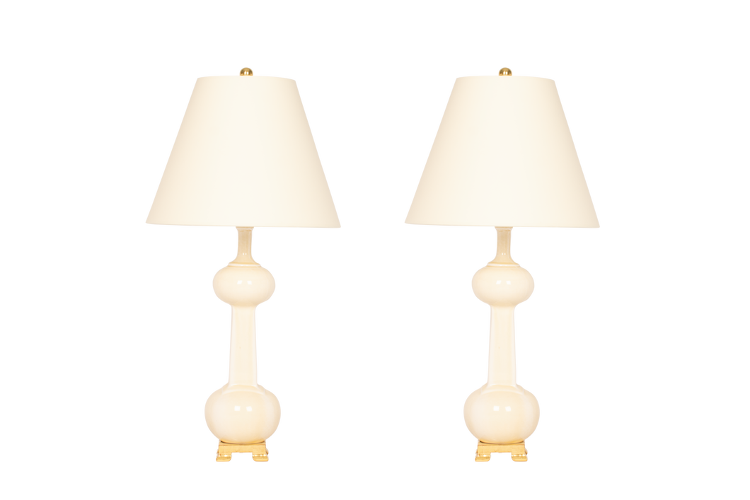 Hadley Medium Lamp Pair in Clear Crackle