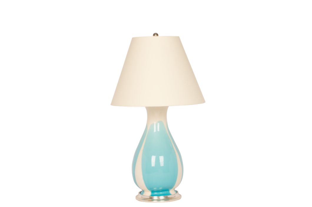 Louisa Medium Lamp in Light Blue Crackle Drip