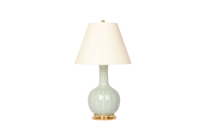 Single Gourd Medium Lamp in Duck Egg Windowpane