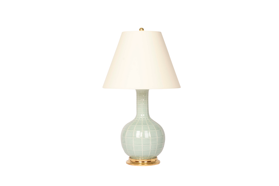 Single Gourd Medium Lamp in Duck Egg Windowpane