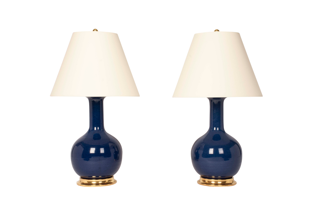 Single Gourd Medium Lamps, Blue Suede