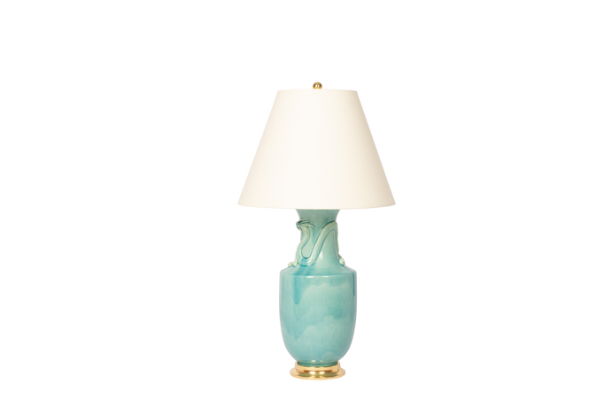 Ming Dragon Lamp in Light Blue Crackle