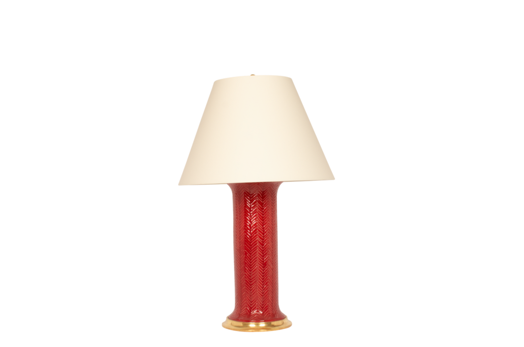 Patricia Large Lamp in Scarlet Chevron