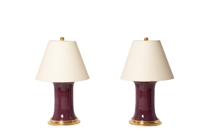 Patricia Small Lamp Pair in Aubergine