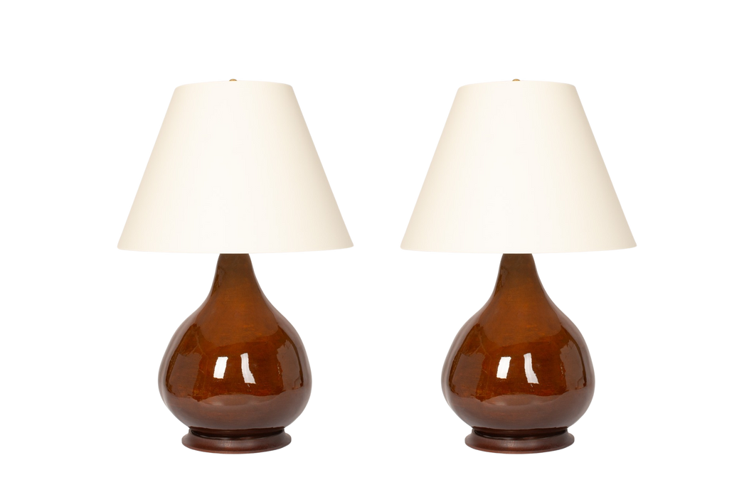 Pear Gourd Lamp Pair in Espresso