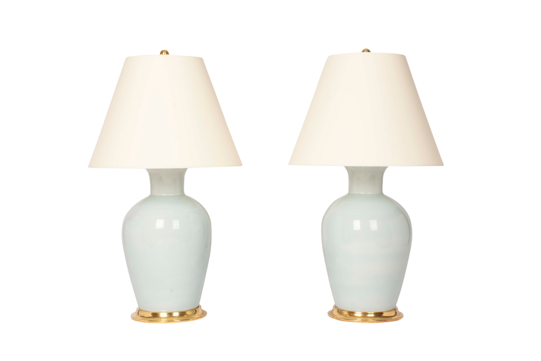 Penny Lamp Pair in Duck Egg