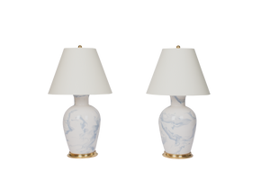 Penny Lamp Pair in Prussian Blue Basketweave – Christopher