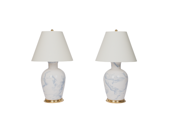 Pair of White and Grey Table Lamps