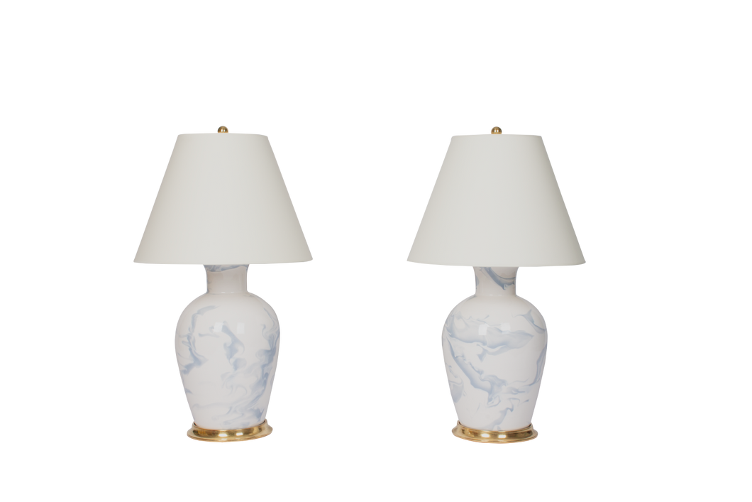 Pair of White and Grey Table Lamps