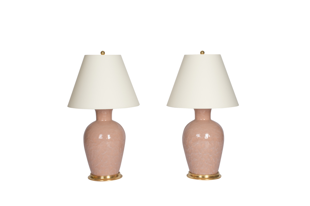 Penny Lamp Pair in Peach Pit