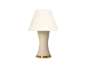 Ribbed Hourglass Lamp in Glossy White