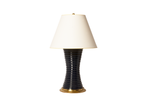 Ribbed Hourglass Lamp in Navy
