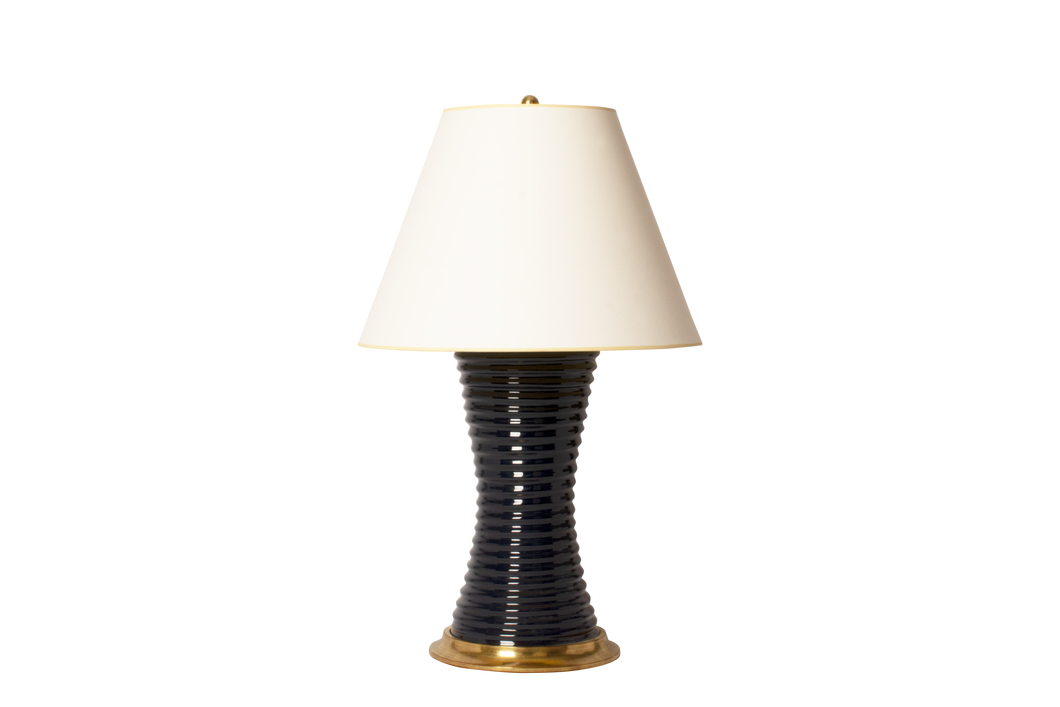Ribbed Hourglass Lamp in Navy