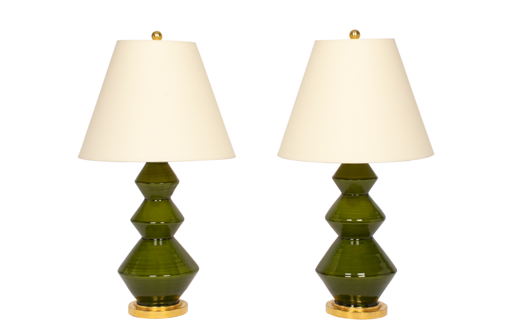 Triple Zig Zag Small Lamp Pair in Spruce