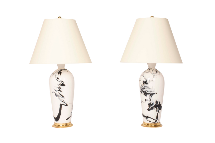 Seth Lamp Pair in Black Marble