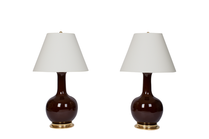 Single Gourd Large Lamp Pair in Espresso