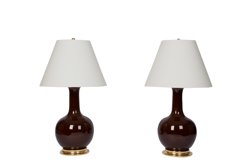 Single Gourd Large Lamp Pair in Espresso