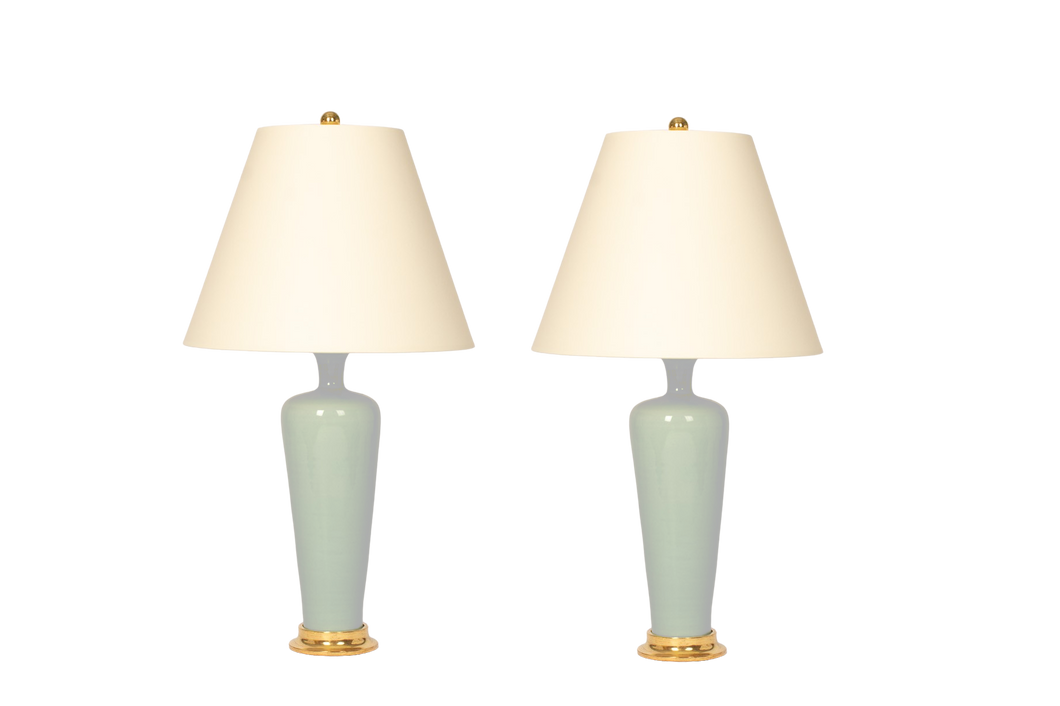 Anthony Small Lamp Pair in Duck Egg